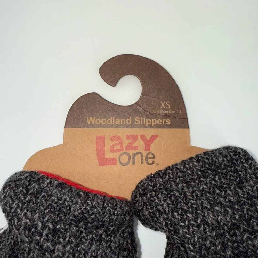 Lazy One Baby Black and Red Bear Woodland Slippers New!